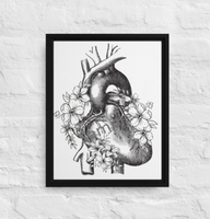 Anatomical Heart Framed 11x14 Canvas