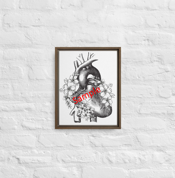Anatomical Heart Framed 11x14 Canvas – All About Ultrasound