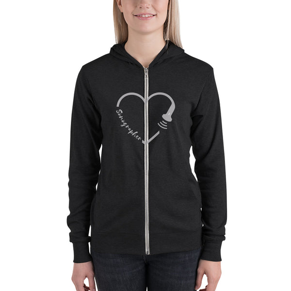 Sonographer Heart Probe Unisex zip hoodie