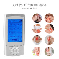 Rechargeable 16 Modes Electronic Pulse Massager EMS TENS Unit Muscle Stimulator Pain Relief Therapy with 12pcs Electrode Pads