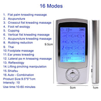 Rechargeable 16 Modes Electronic Pulse Massager EMS TENS Unit Muscle Stimulator Pain Relief Therapy with 12pcs Electrode Pads