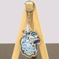 Anatomical Human Heart Butterfly Acrylic Keychains Pendant Medical Jewelry Organ Key Chain Holder Cartoon Keyrings Accessories